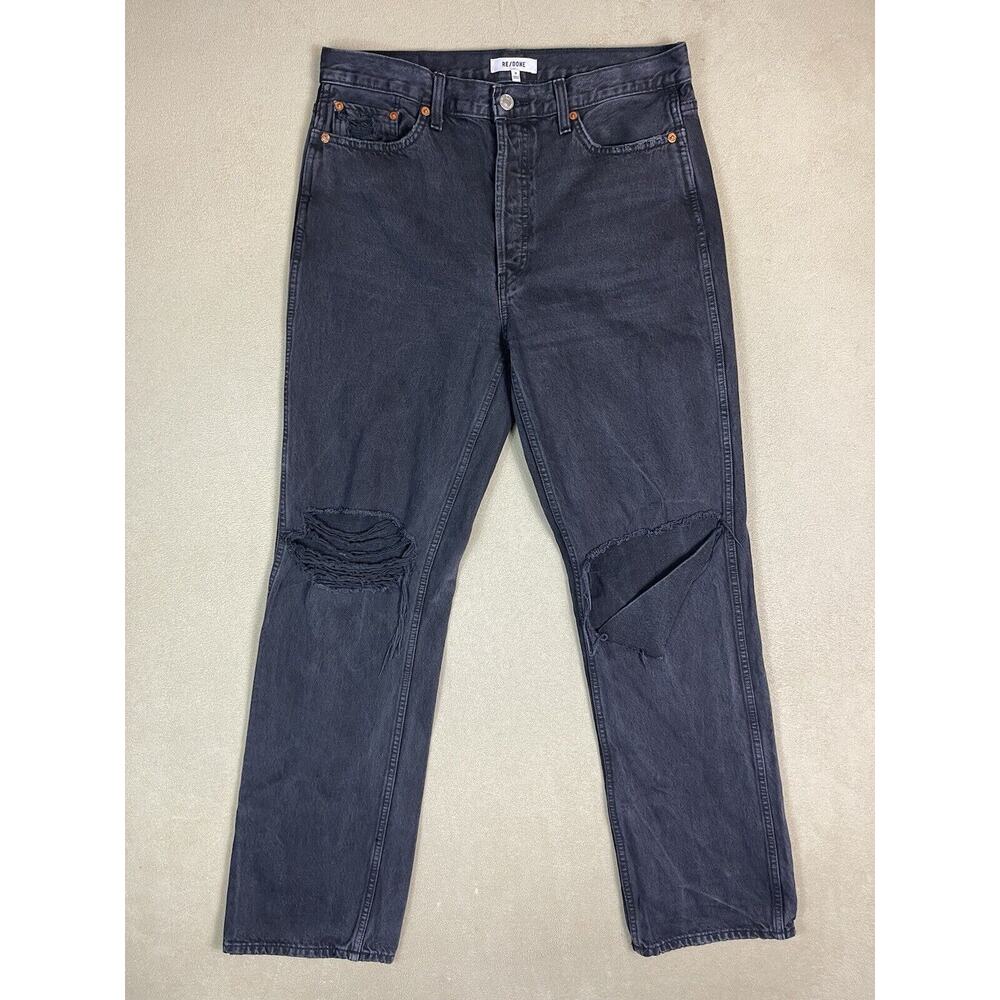 Re/Done‎ Jeans Mens 30 Black Distressed Casual American Button Fly Denim Adult
